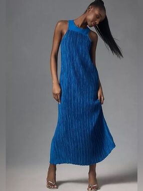 Halter Plissé Maxi Dress by Anthropologie